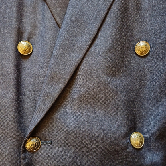 80's Gianni Versace Double breasted Wool Suit Jacket Medusa Buttons Size 44R - Picture 5 of 13
